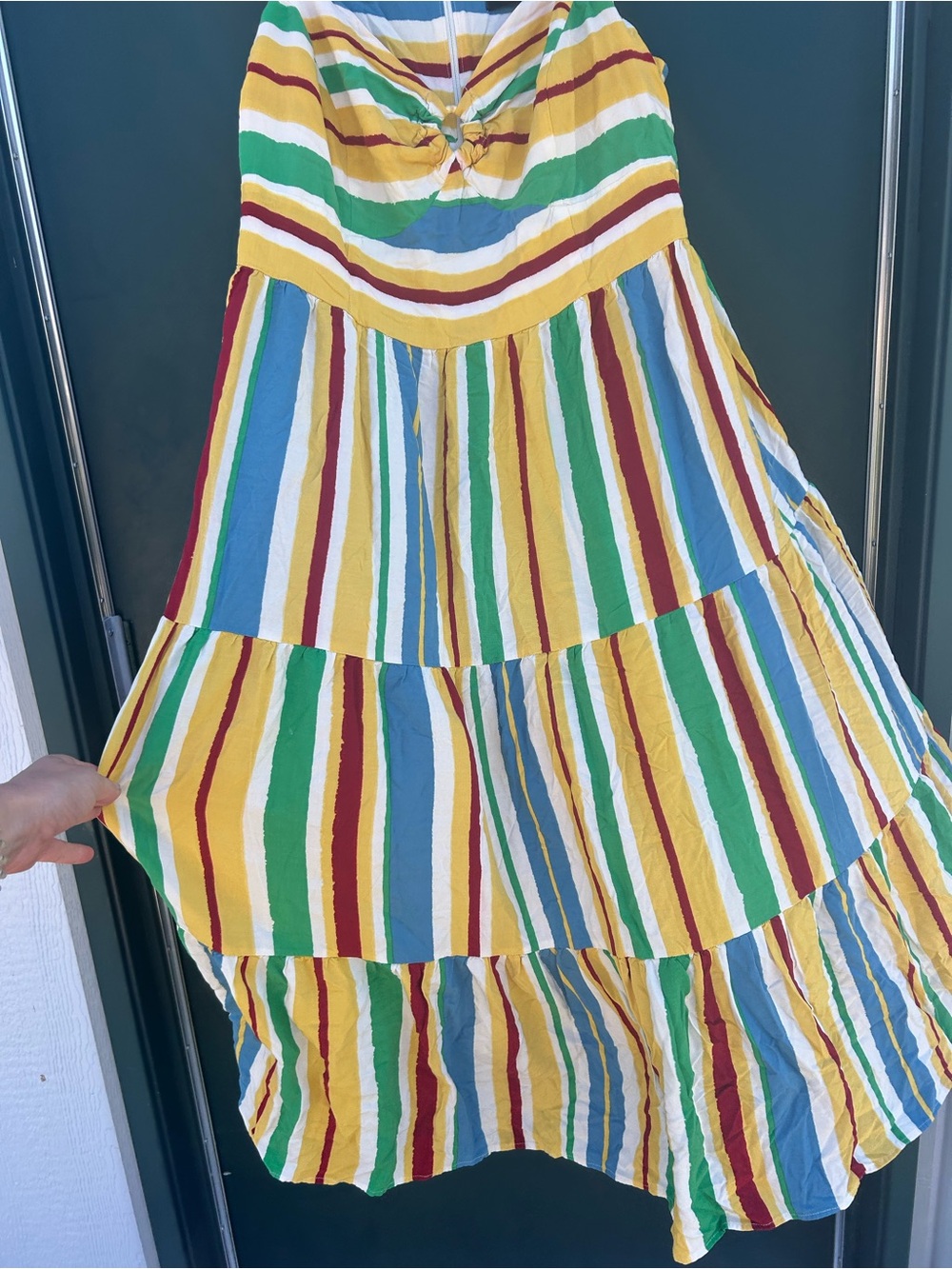 Hell Bunny Multicolor Striped Sundress in Blue, Green, Yellow & Red - Picture 2 of 13